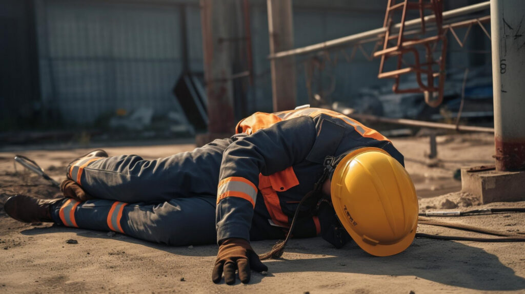 Worker falls on construction