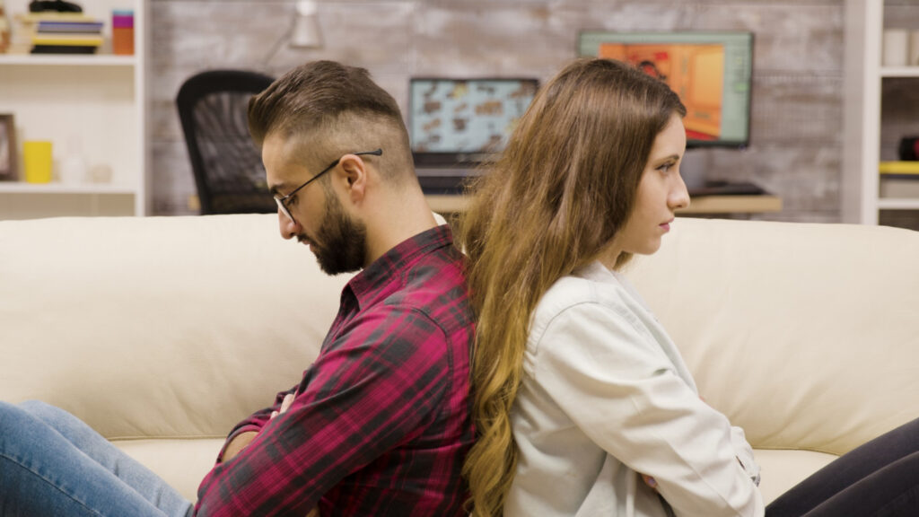 Couple sitting after an argument