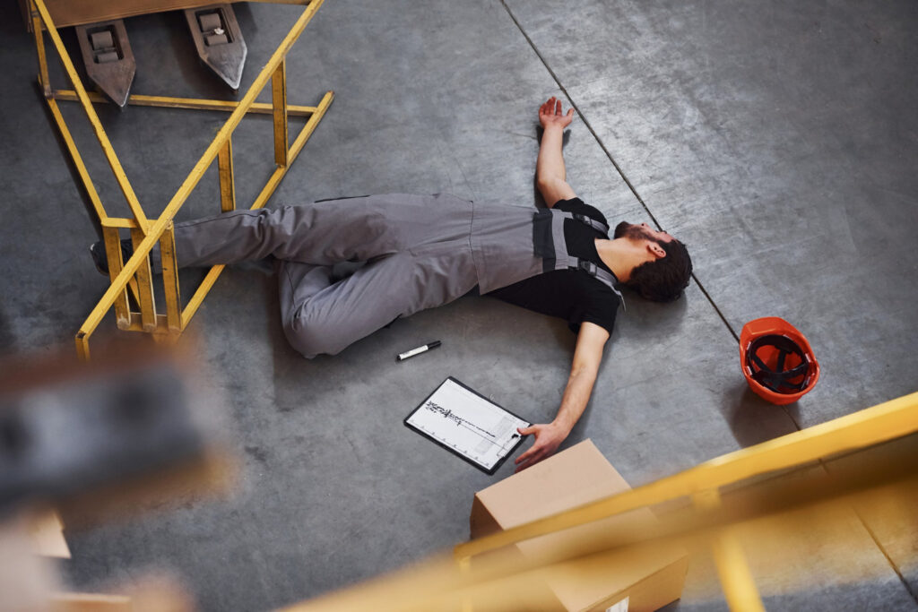 Warehouse worker after an accident